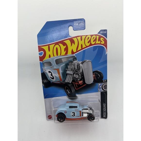 NEW Hot Wheels '32 Ford Light Blue & Orange Gulf Oil Logo Rod Squad 5/5 - Picture 1 of 6